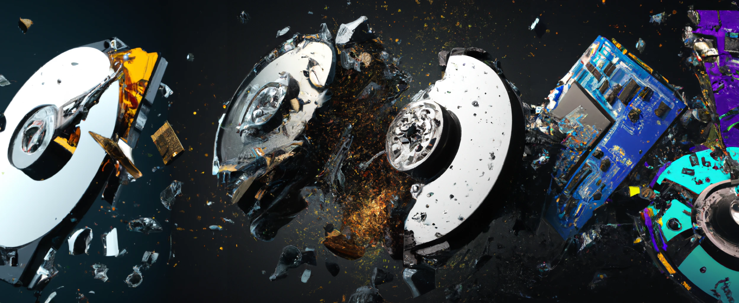 AI created illustration of hard drives exploded
