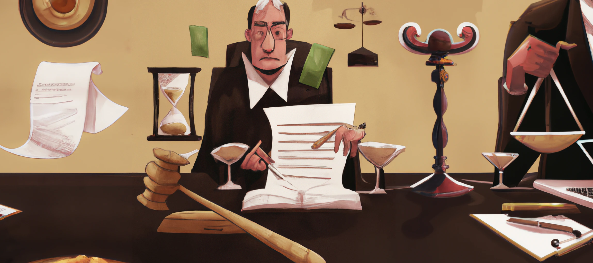 illustration of a judge and legal iconography